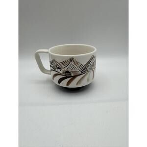 Starbucks 2014 Ceramic Mug 12 oz Brown White Landscape Pattern Coffee Cup MINT